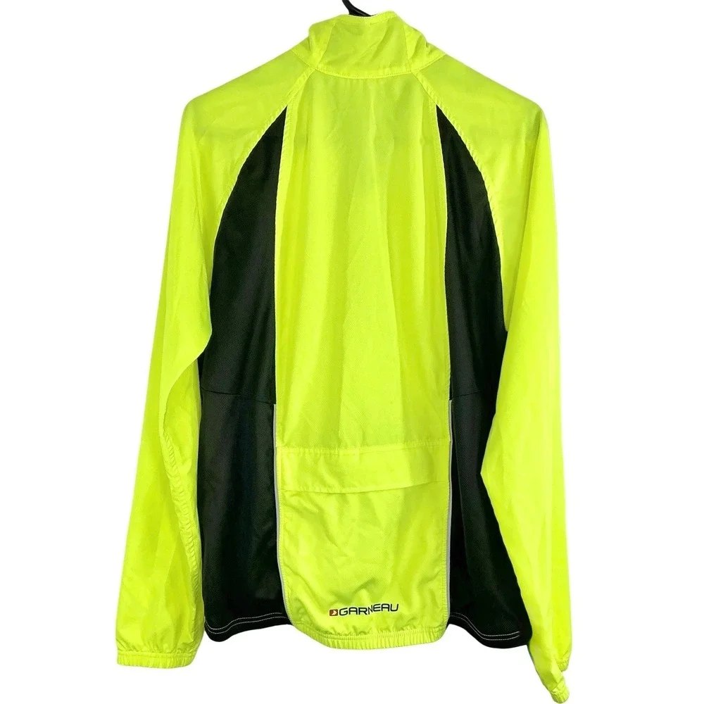 Louis Garneau Cycling Jacket‎ Men's Medium Neon Yellow Black Full Windbreaker